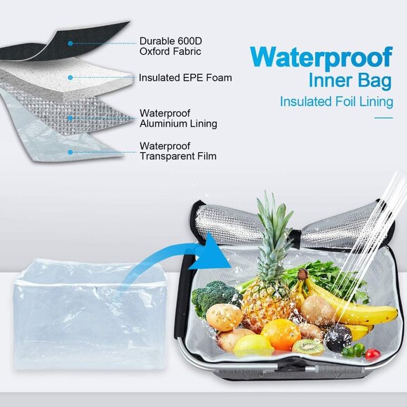 35L Large Picnic Basket 2 Layers of Internal Pockets Leak-Proof and Insulated - Picture 4 of 7